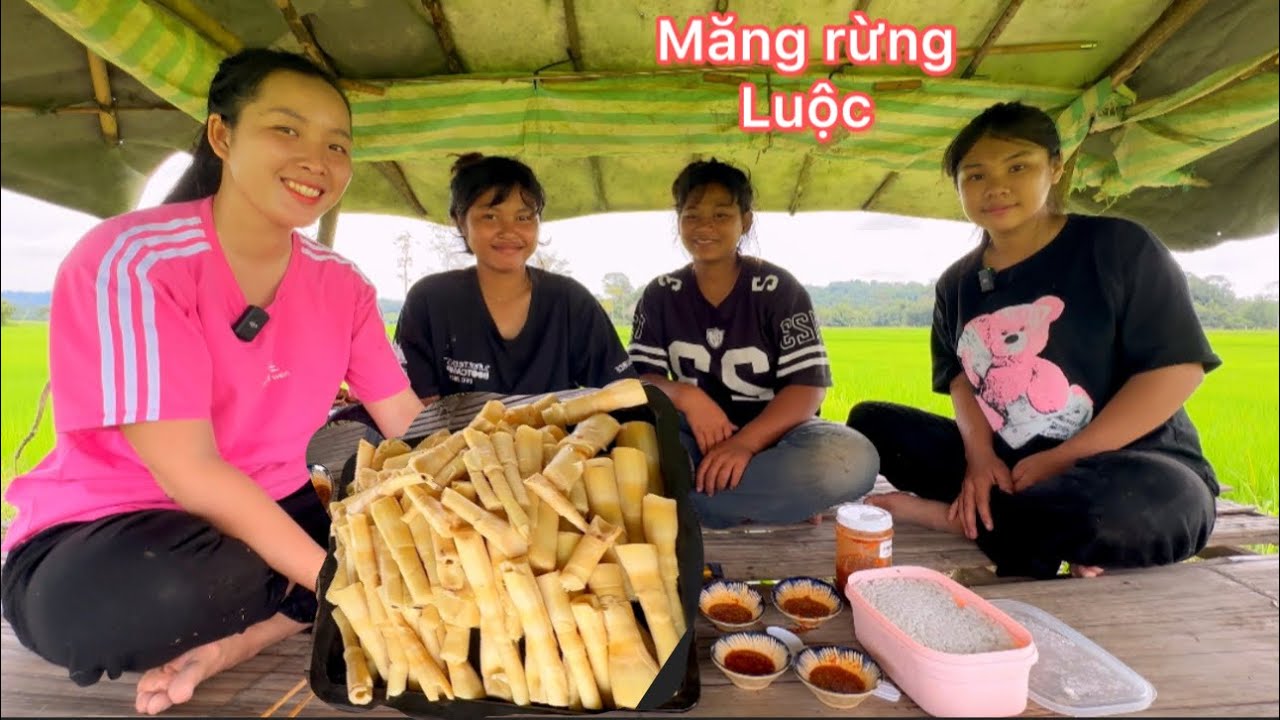 Một ngày vào rừng lấy măng luộc chấm muối ớt Siêu cay