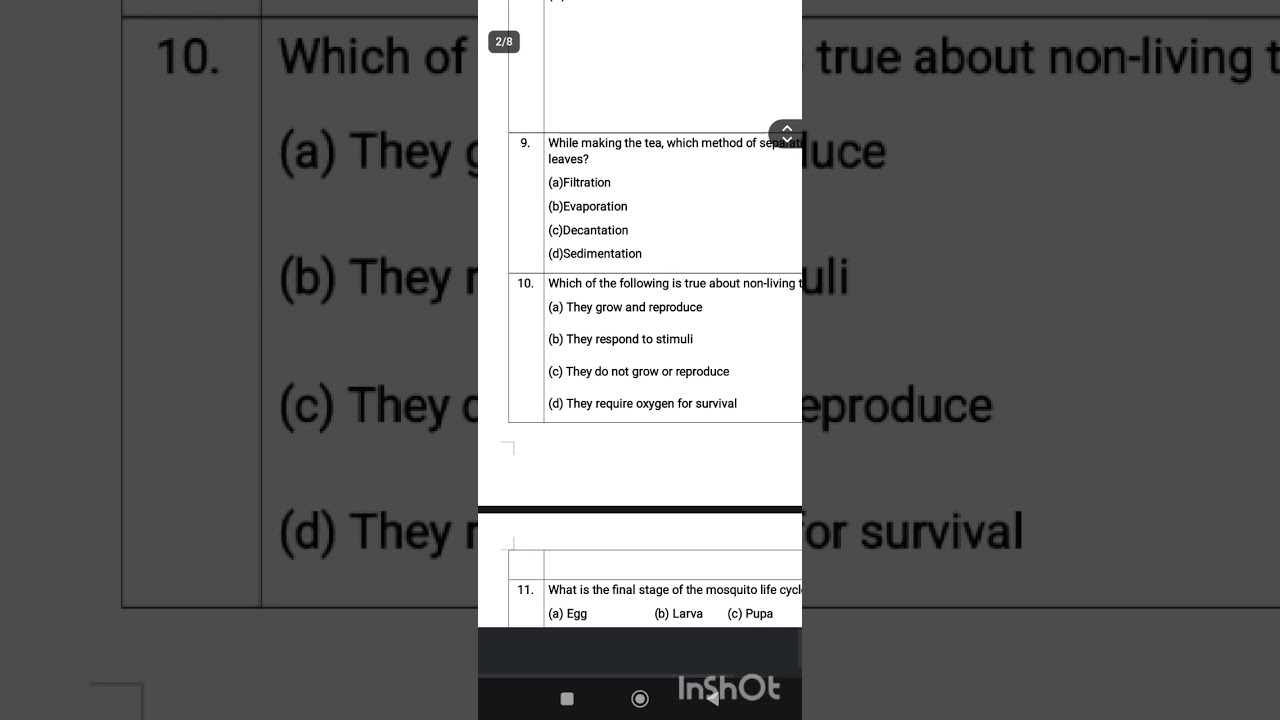 Class 6 SEE science model paper for kv
