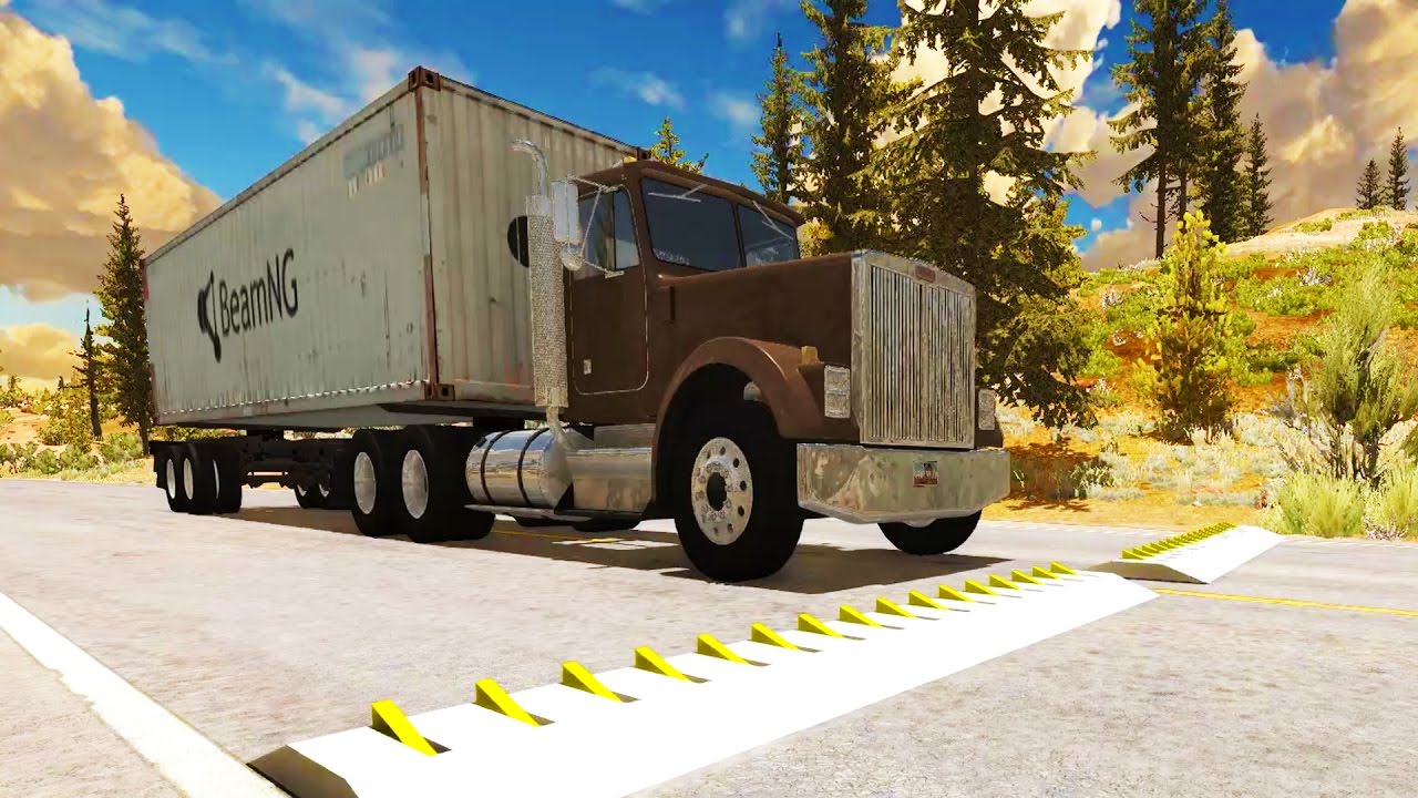 High Speed Spike Strip Crashes + Police Roadblock - BeamNG Drive Crash Compilation Gameplay