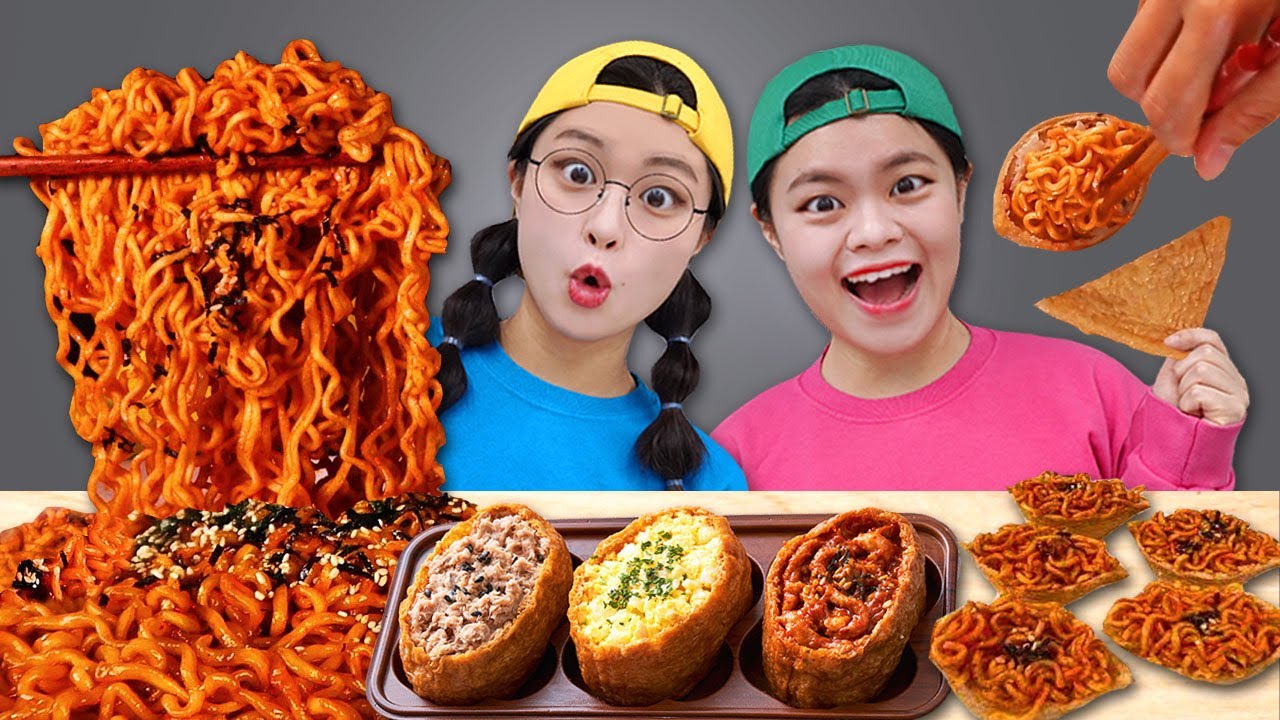 MUKBANG 직접 만든 유부불닭 짜파구리 파김치 먹방 Buldak stir-fried noodles SPICY BLACK BEAN NOODLES EATING SHOW 티미TIMI