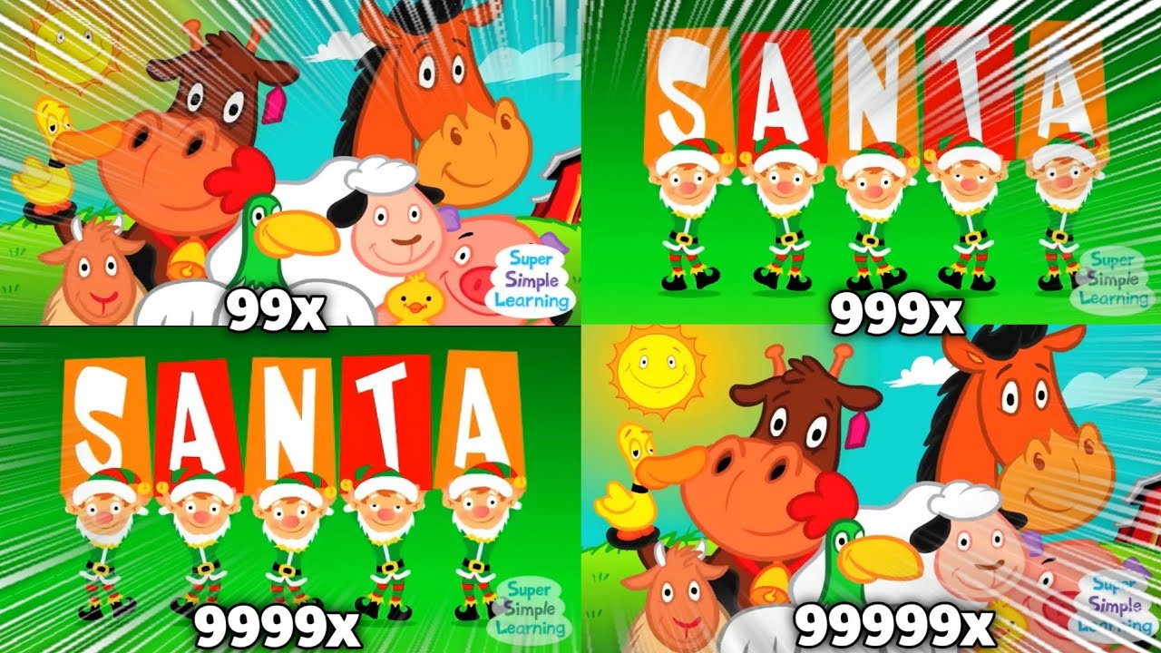 Super Simple Songs Good Morning, Mr Rooster & Santa Song Intro Hypercharged at 999999x Speed