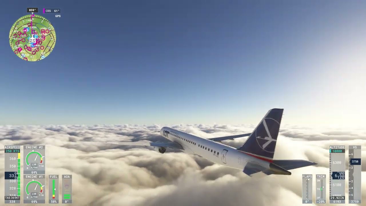 Microsoft Flight Simulator LOT Polish Airlines Embraer E-Jet 195 Prague - Warsaw