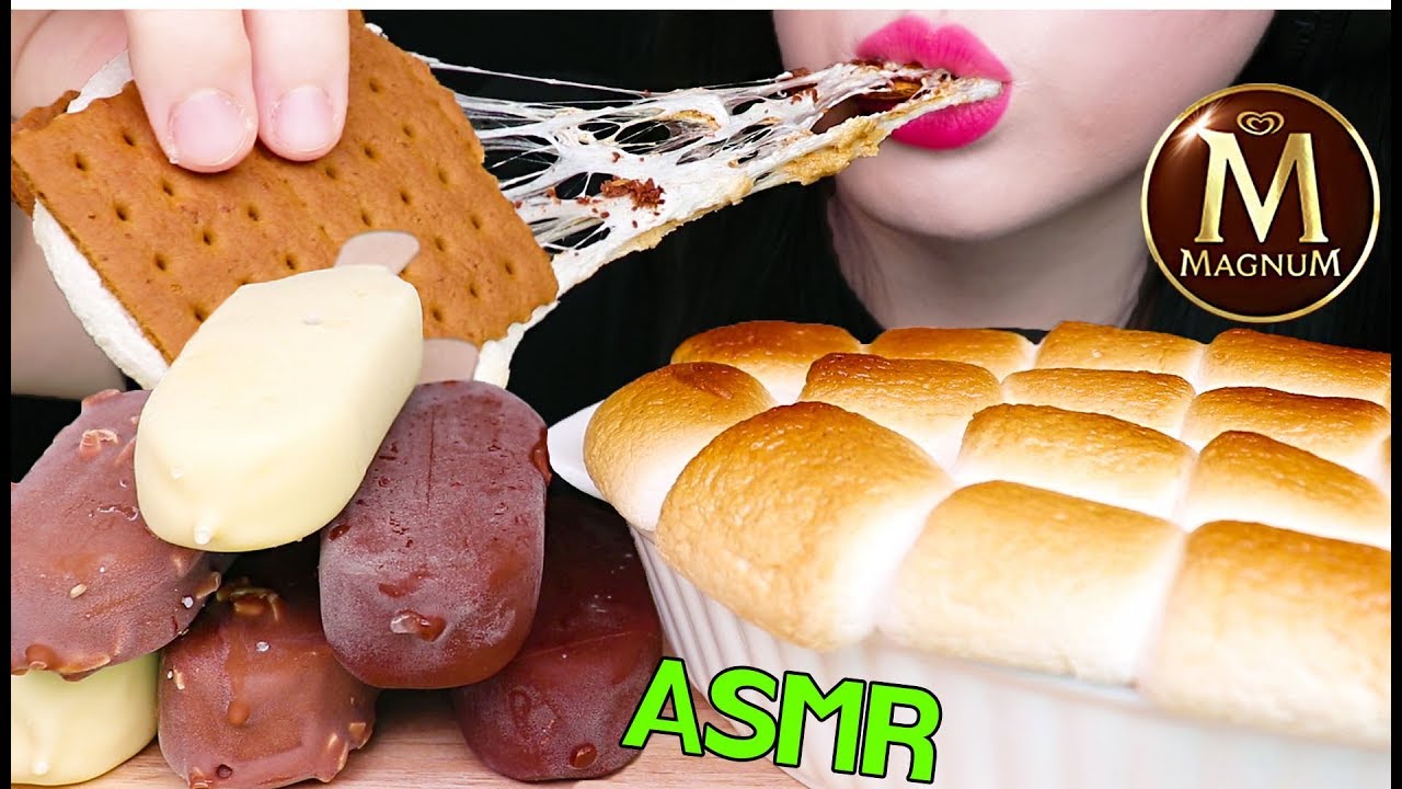 ASMR MAGNUM ICE CREAM, S'MORES DIP 매그넘 아이스크림 스모어딥 먹방 (EATING SOUNDS)