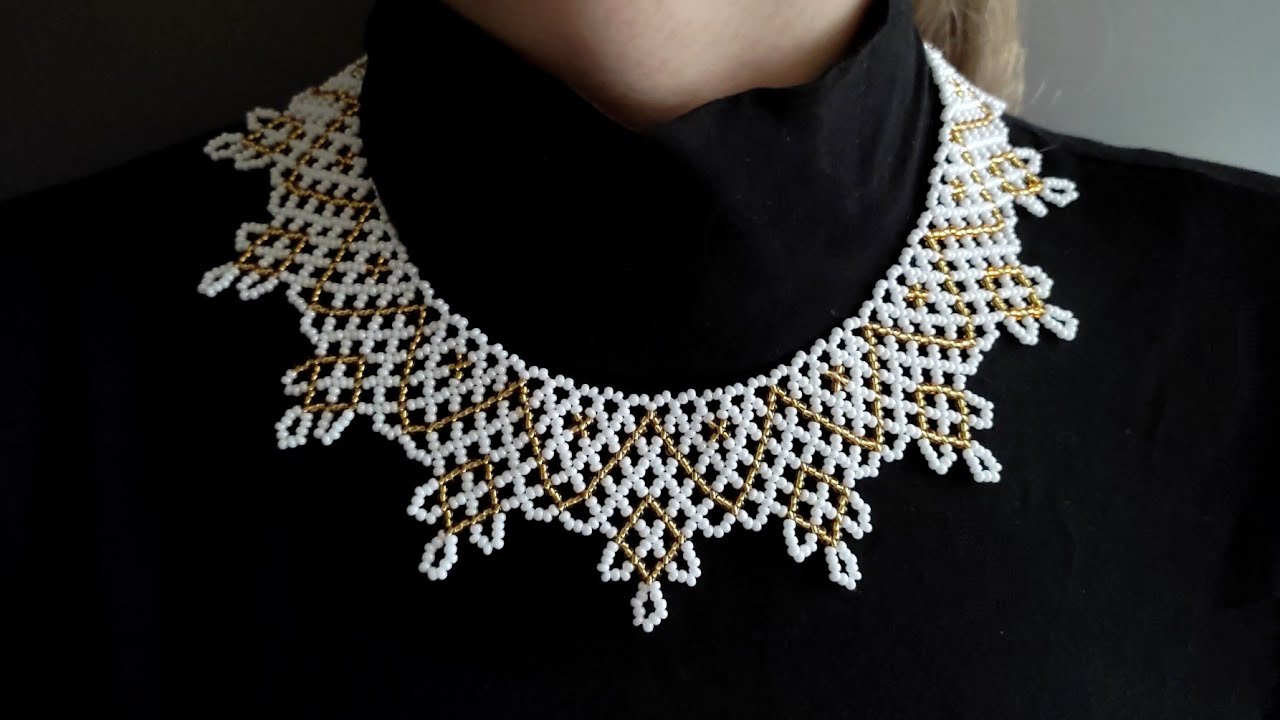 How to make beaded necklace, DIY simple bead necklace with seed beads step by step beading tutorial