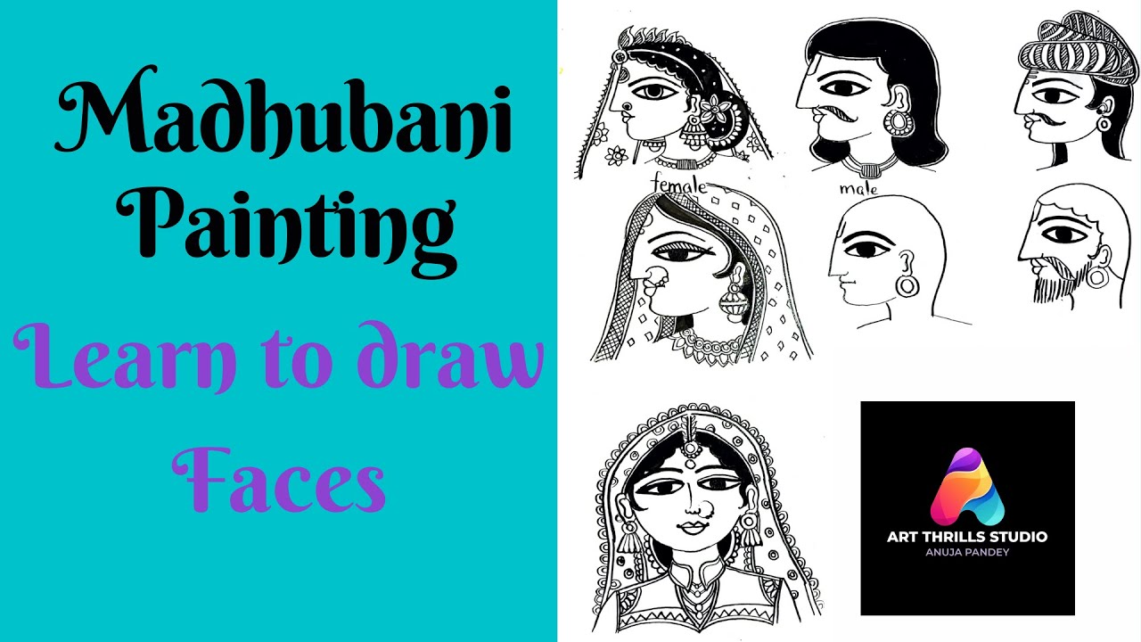 Madhubani Painting | Learn to draw Faces| Tutorial in Hindi #ArtThrillsStudio #MadhubaniPainting