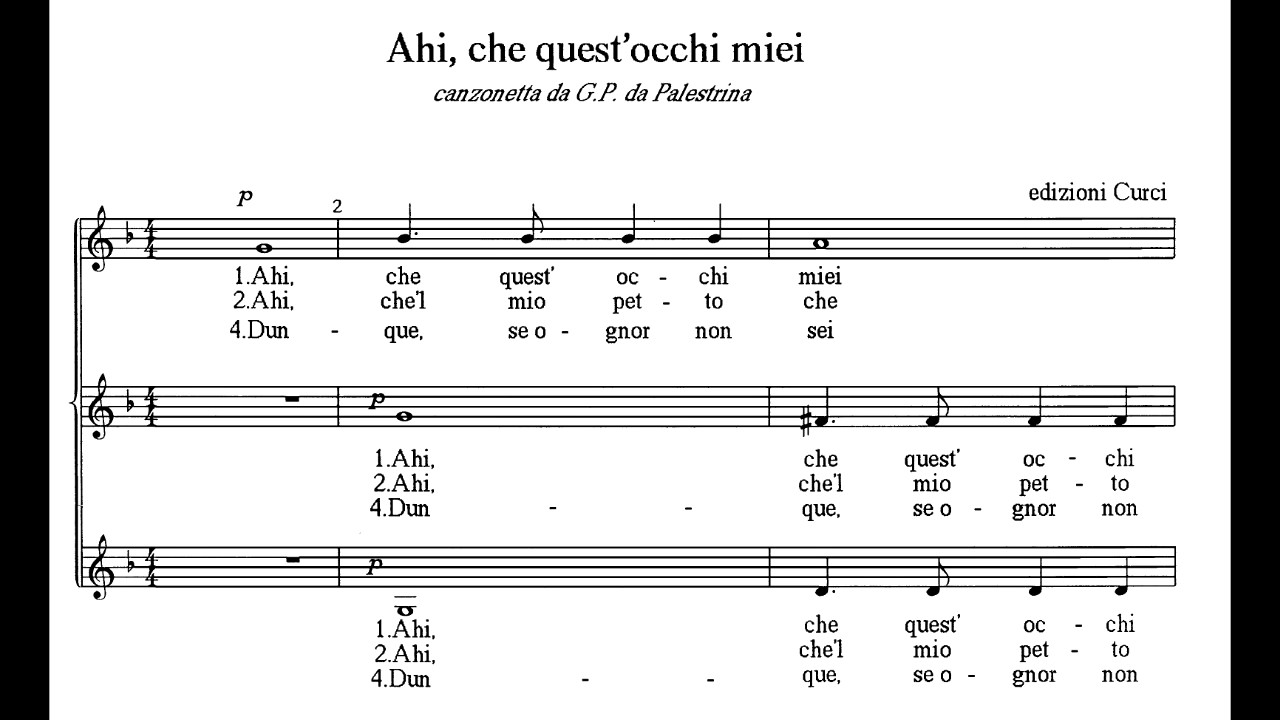 Ahi! Che quest'occhi miei (Madrigale) - G. P. da Palestrina
