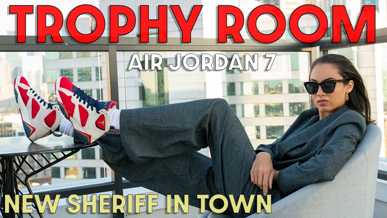 My FIRST JORDAN 7!  TROPHY ROOM New Sheriff In Town On Foot Review How to Style