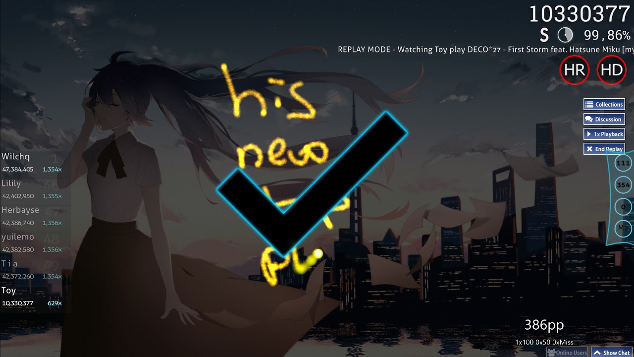 osu! | Toy | DECO*27 - First Storm feat. Hatsune Miku [my Drops of Tears] +HD,HR 99.80% #1 672pp
