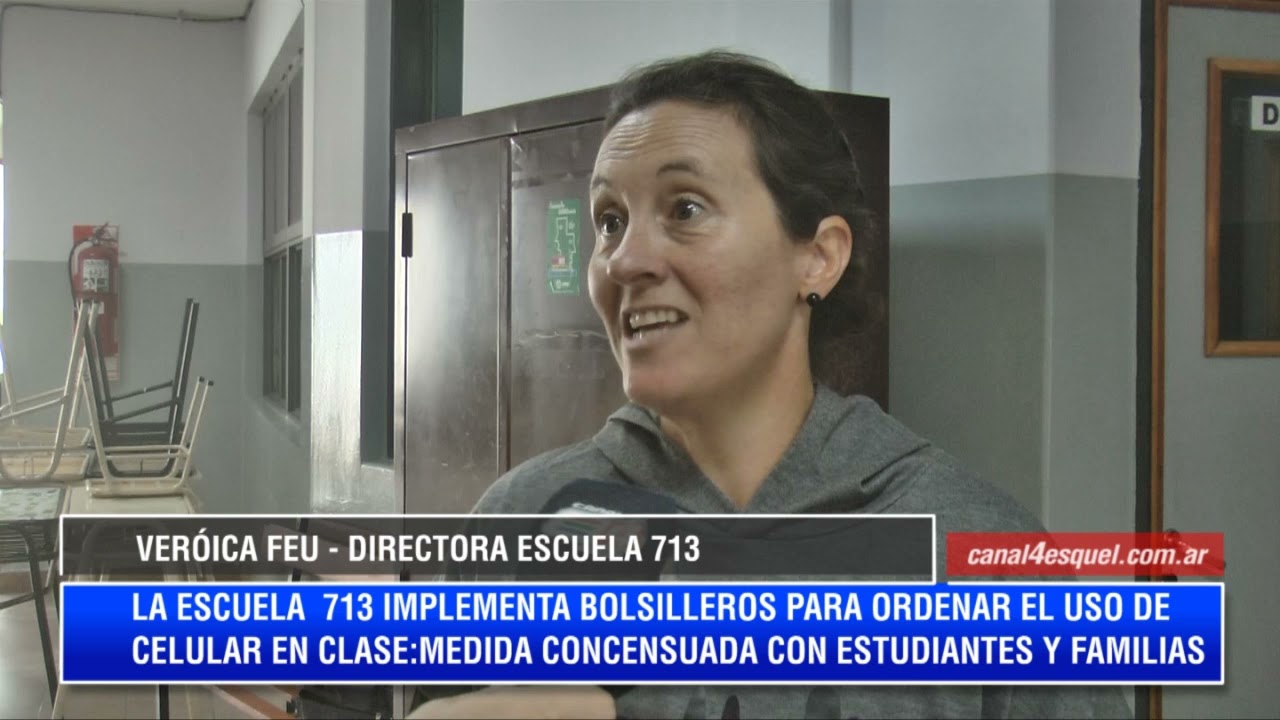 VERONICA FEU - DIR. ESCUELA 713: IMPLEMENTAN BOLSILLERO PARA USO RESPONSABLE DE CELULARES EN CLASE
