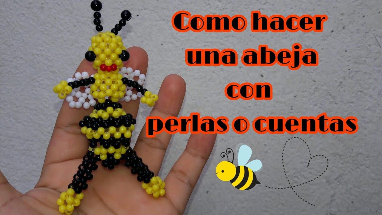 Abeja hecha con perlas o cuentas. Beaded bee. Abelha com miçangas