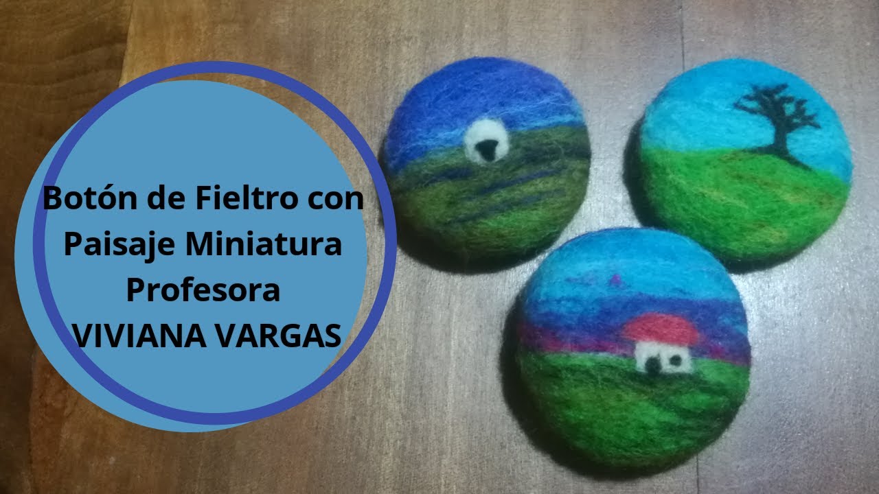 Prendedor o Botón con Paisaje en Miniatura en Fieltro.