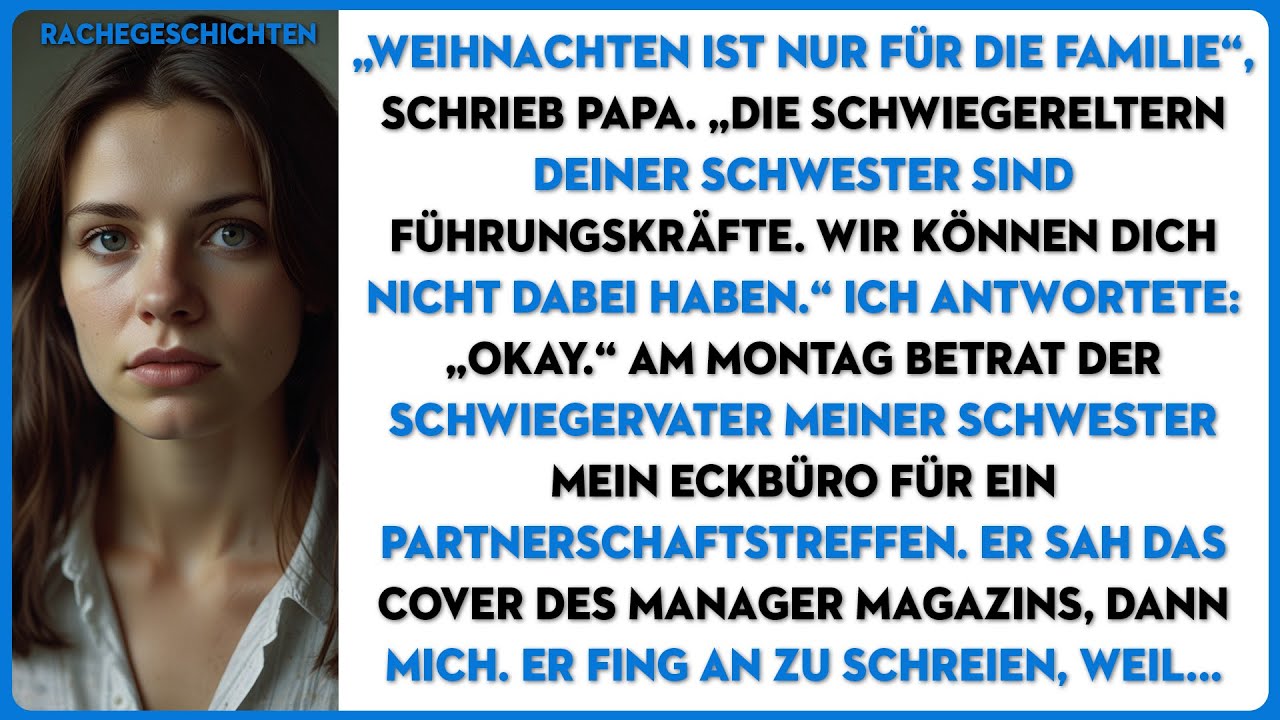 Papas SMS: „Komm nicht zu Weihnachten – die Schwiegereltern deiner Schwester sind die Elite“...