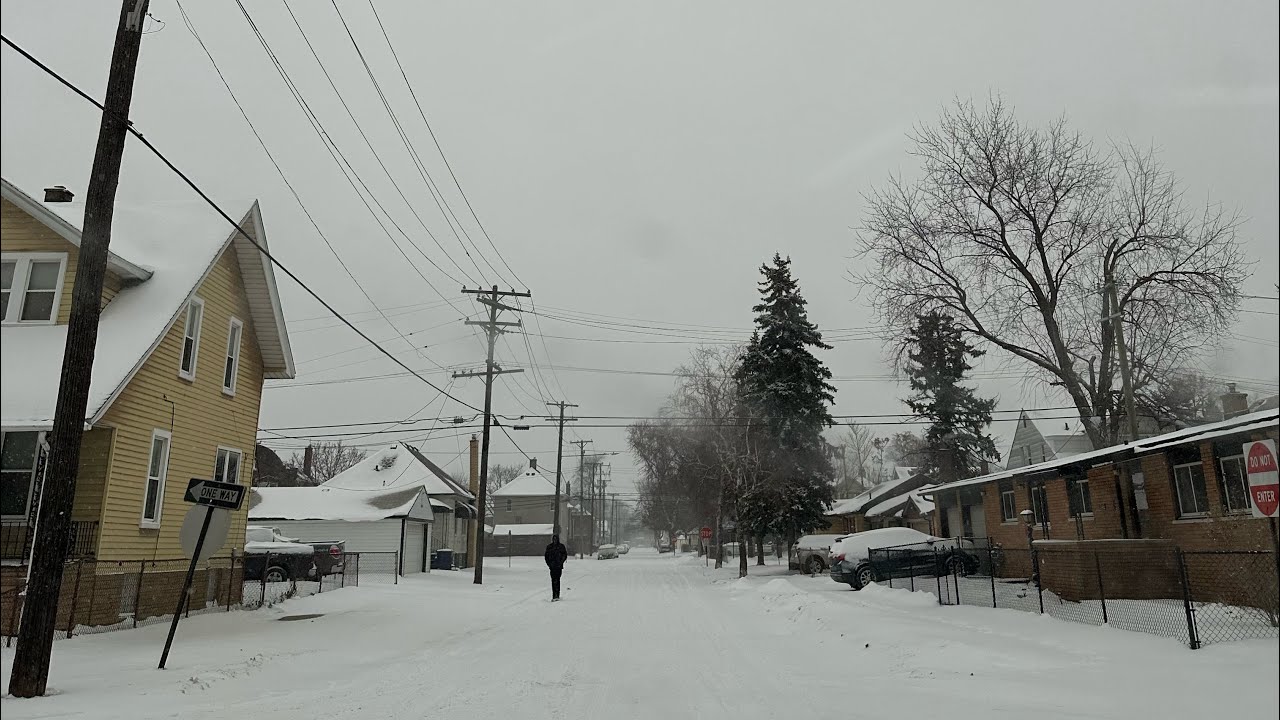 WINTER STORM IN RIVER ROUGE MICHIGAN #WINTERDRIVE #WAYNECOUNTY 