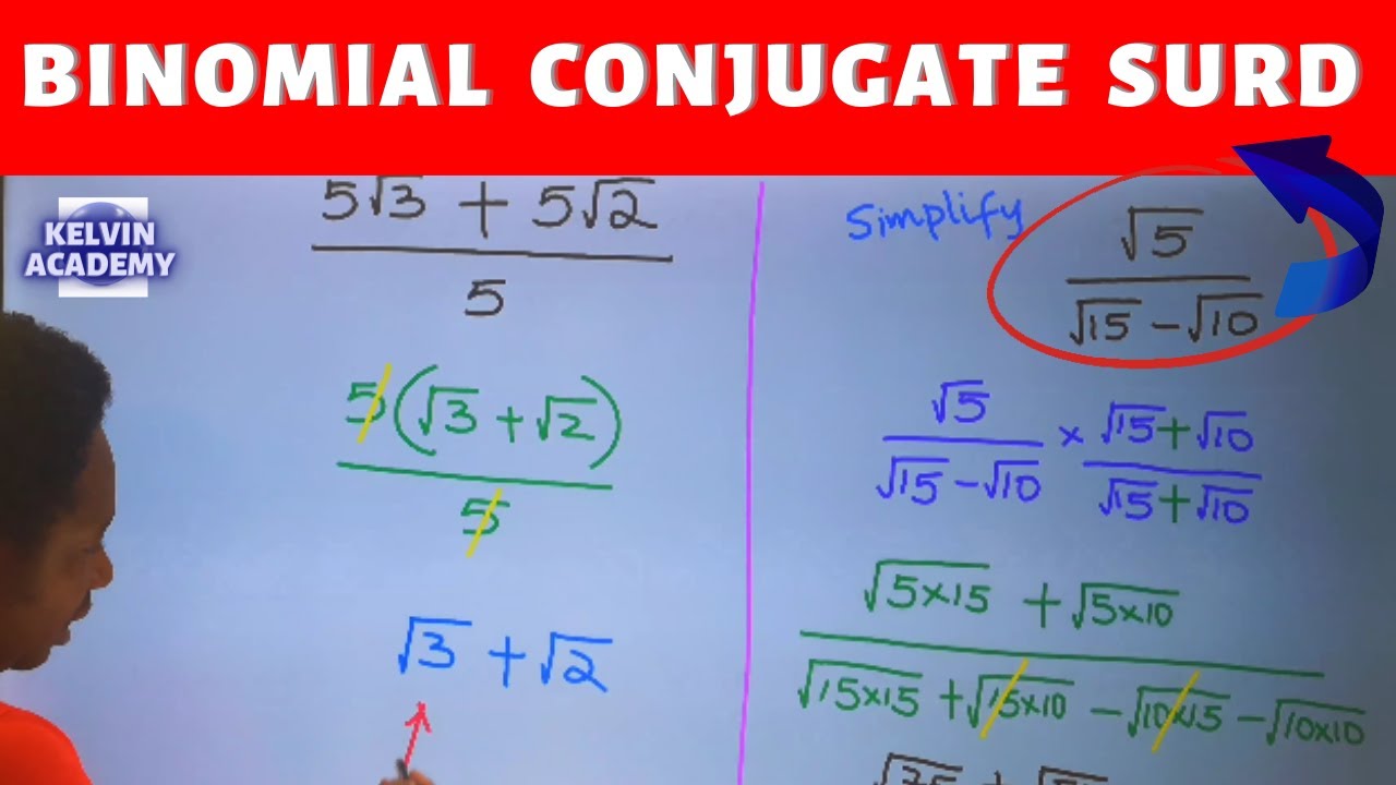 How to Simplify Binomial CONJUGATE SURDS with Double Radicals