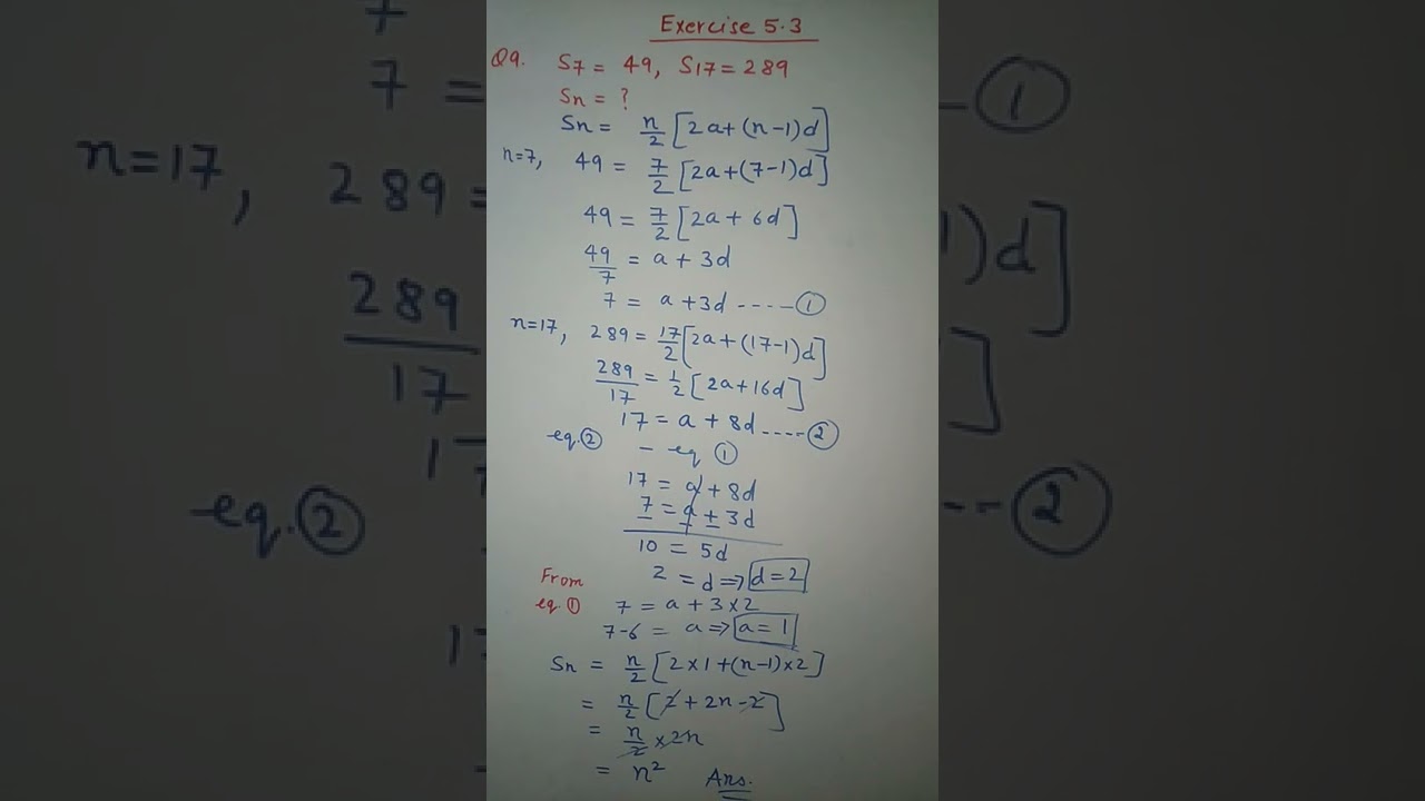 Class 10th Maths Exercise 5.3 Q 9 very important