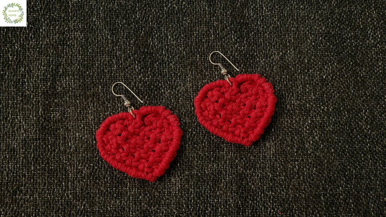 Macrame heart earrings | Macrame earring tutorial | Boho earrings | Handmade earrings