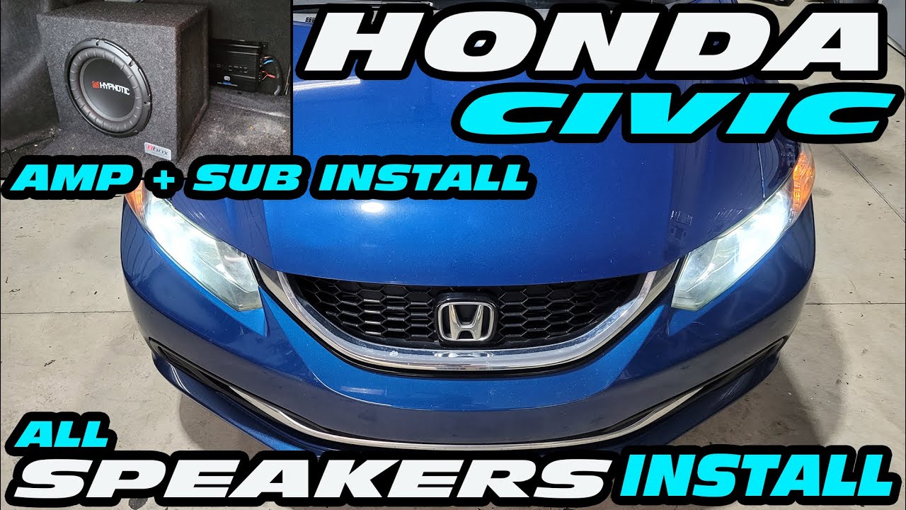 HONDA CIVIC AMP + SUB INSTALL / FRONT & REAR SPEAKER HOW TO INSTALL - DOOR PANEL + REAR DECK REMOVAL