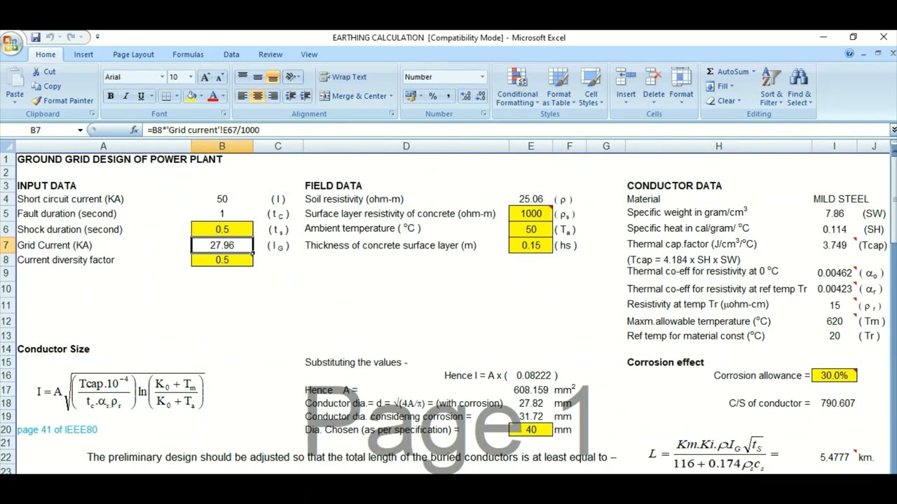 Проектирование заземляющей сети в Excel согласно IEEE80 (Часть 1)