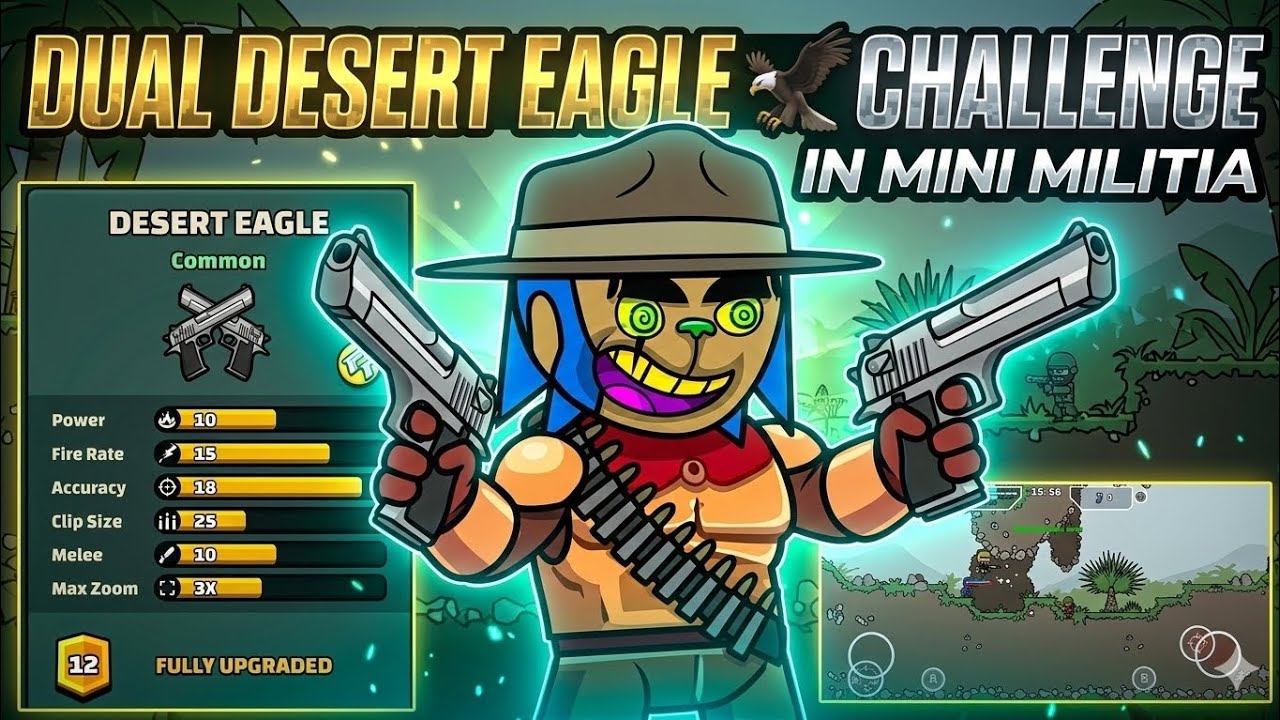 Dual desert Eagle challenge in Mini Militia 🦅🦅🦅🦅