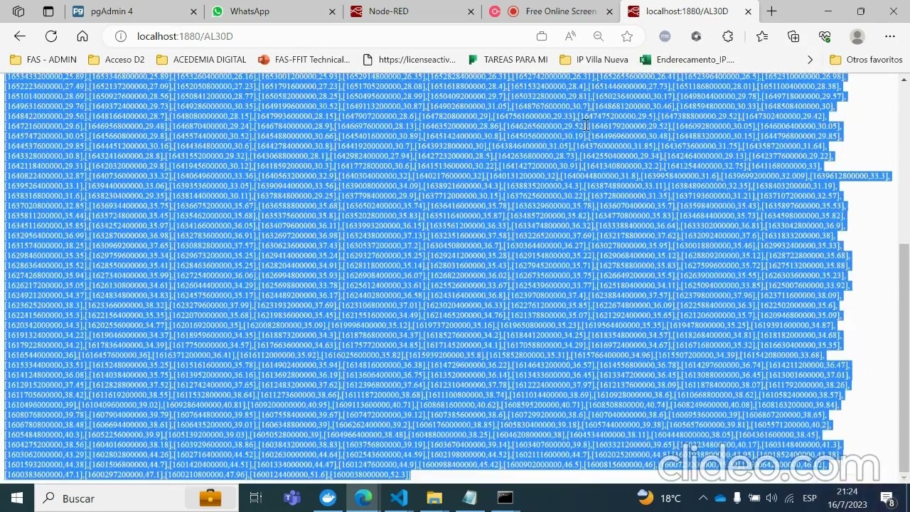 Docker, Python, Node-Red EndPoint AL30D y Highcharts
