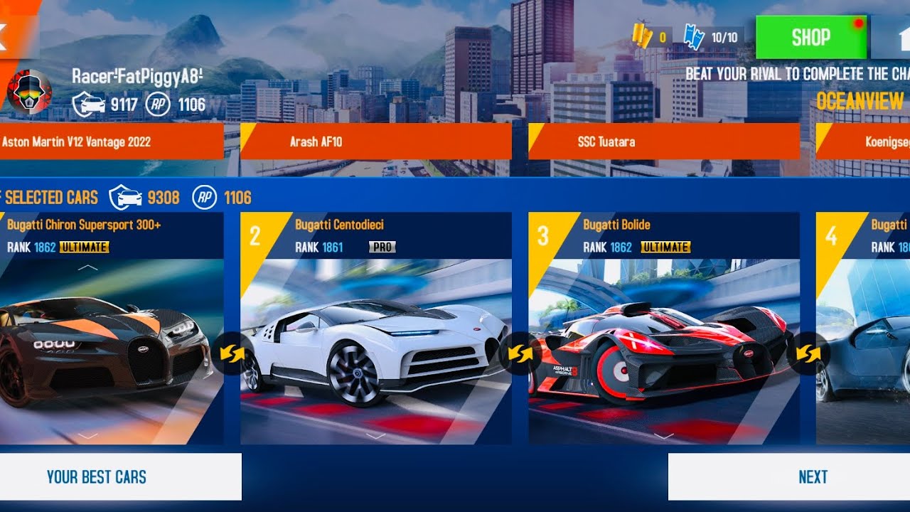 Asphalt 8, All Bugatti Team Intense Gauntlet Races🔥💪