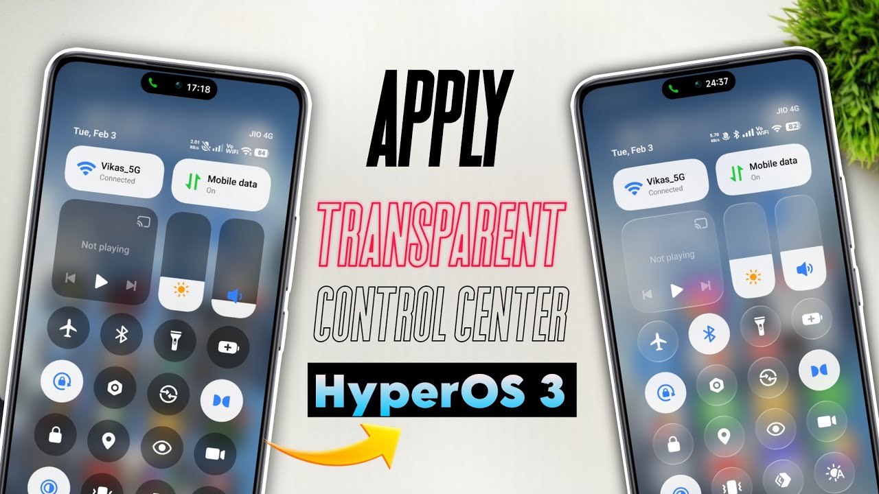 Hyperos 3 Apply New Transparent Control Center Toggles || Xiaomi HyperOS 3.1 New Control Center ✅