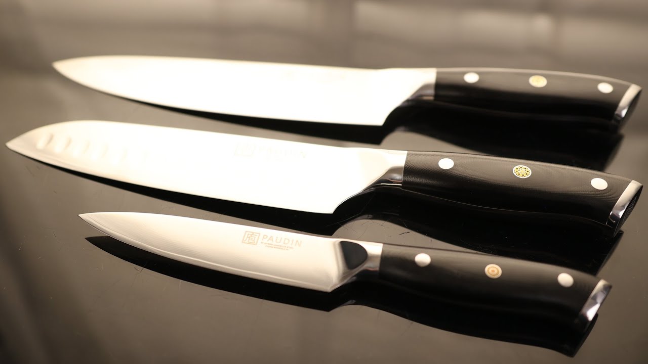 PAUDIN Damascus Knife Set 3 PCS, Kitchen Knife Set with Japanese VG10 Steel Core, Ultra Sharp Chef