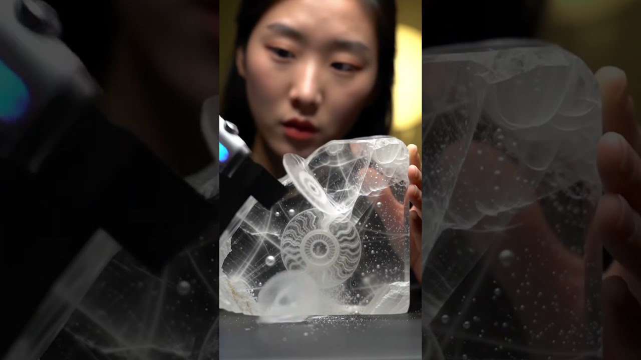 "Revealing a Fossil Inside Crystal Rock | Ancient ASMR Discovery in 4K"
