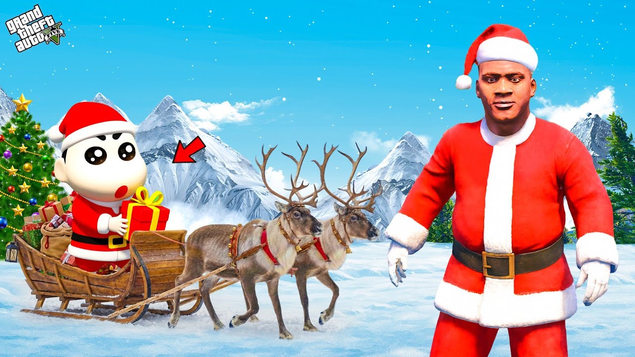 Shinchan & Franklin Become a Santa Claus With Friends in Gta 5 