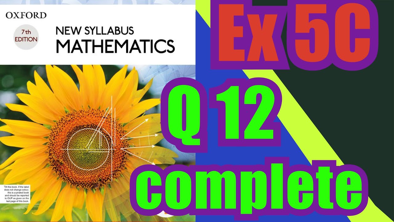 Oxford Math | Book 1 | 7th Edition |  Ex 5C | Q12 complete | Math Knowledge Skills |