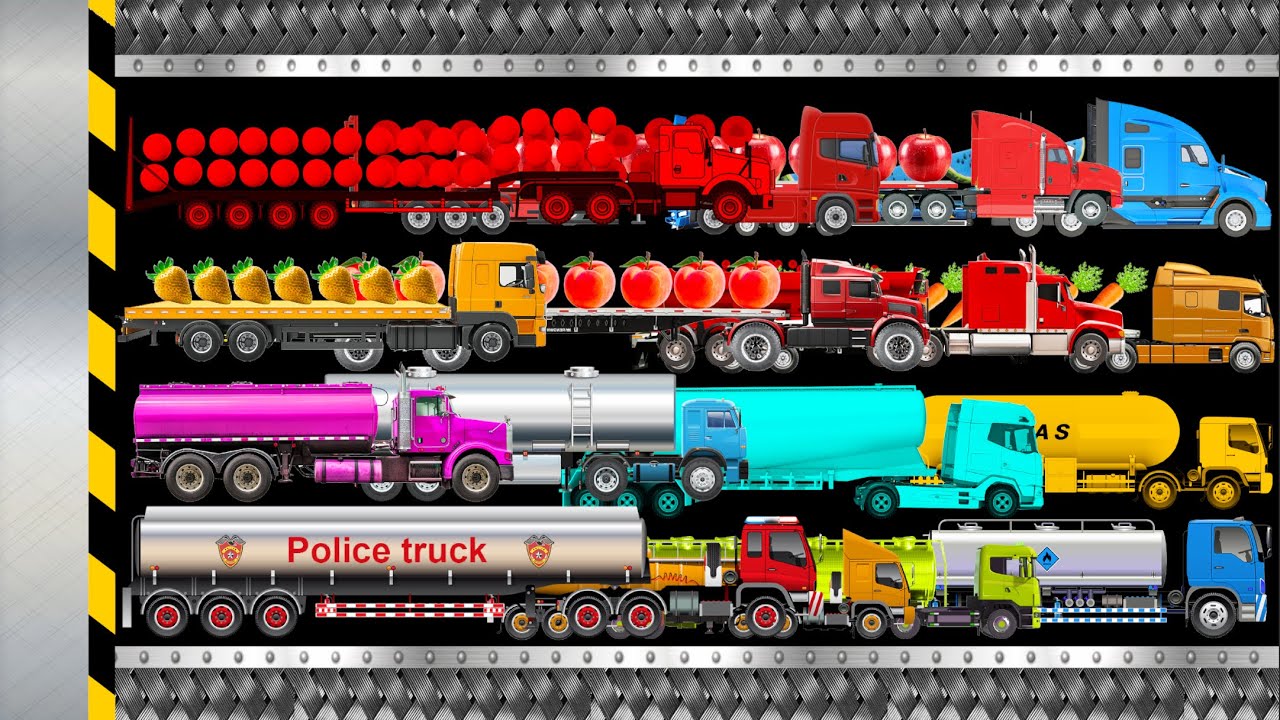 Tank Truck Vs Transportation Truck Survival Race - Marble Car Race & Ragdoll Battle