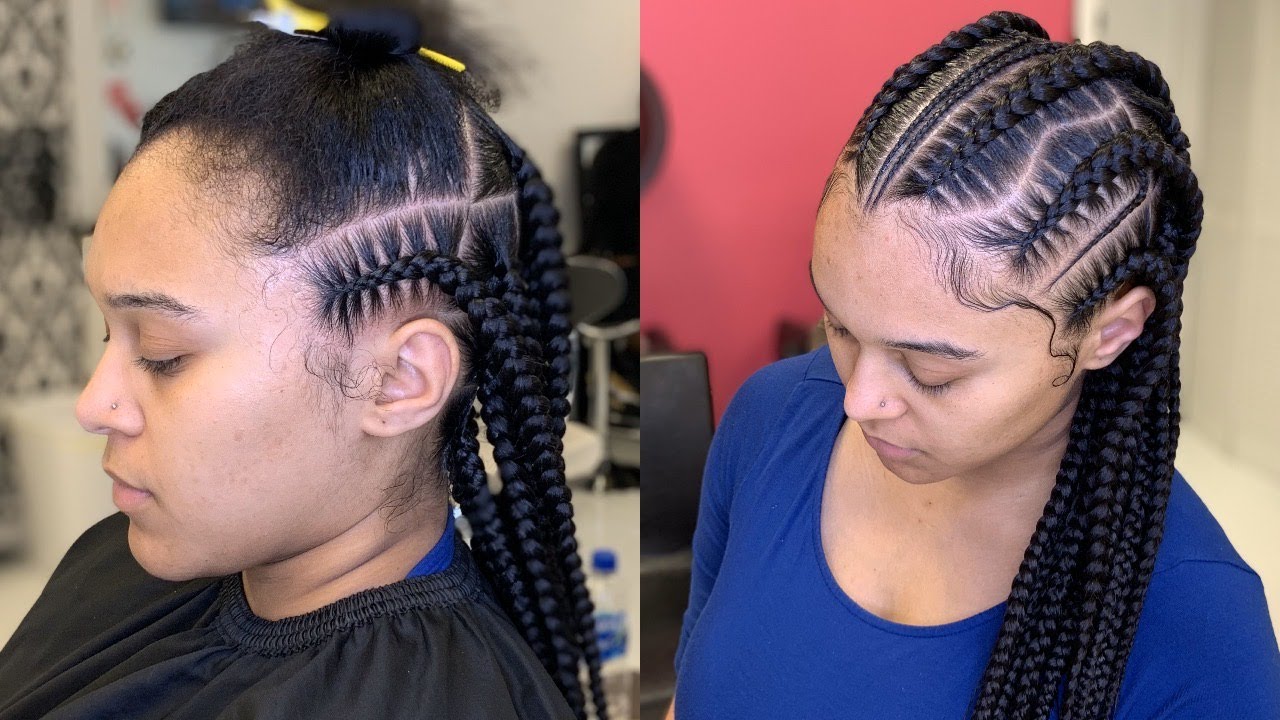 Half Knotless/Half Feed-ins