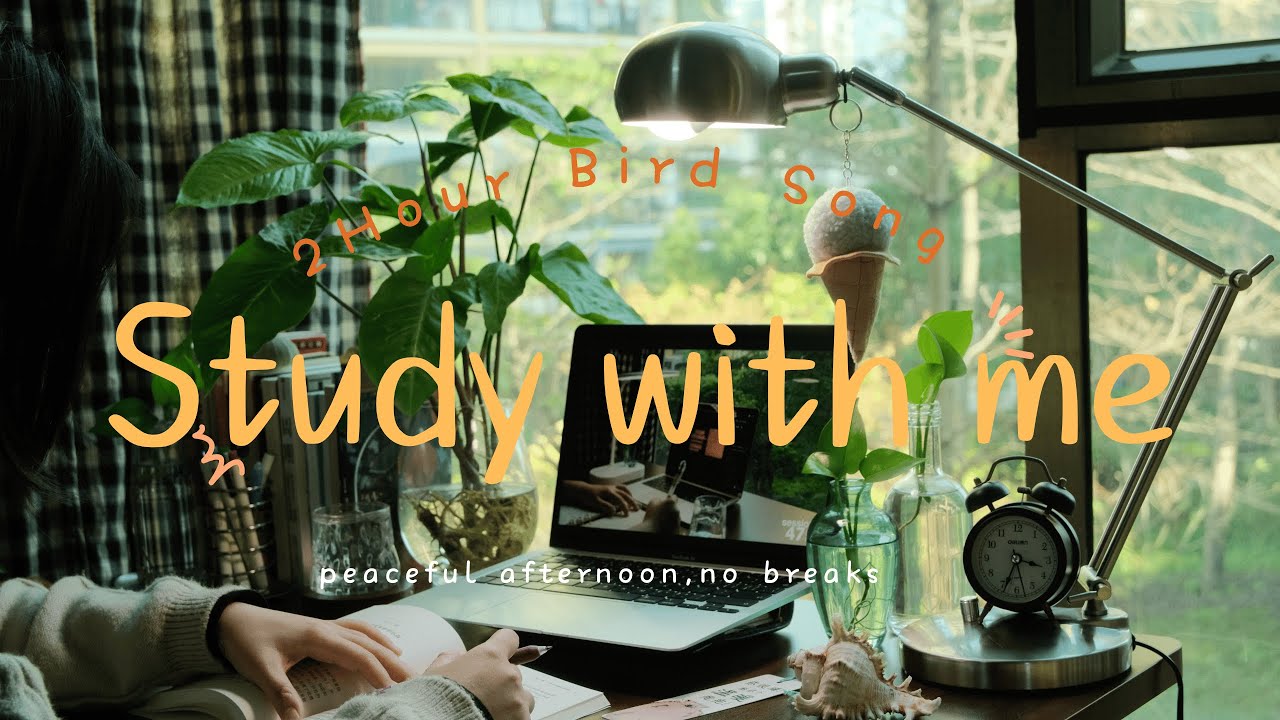 2 Hour Study With Me🌳Bird Songs🕊️& Greenery | No Breaks