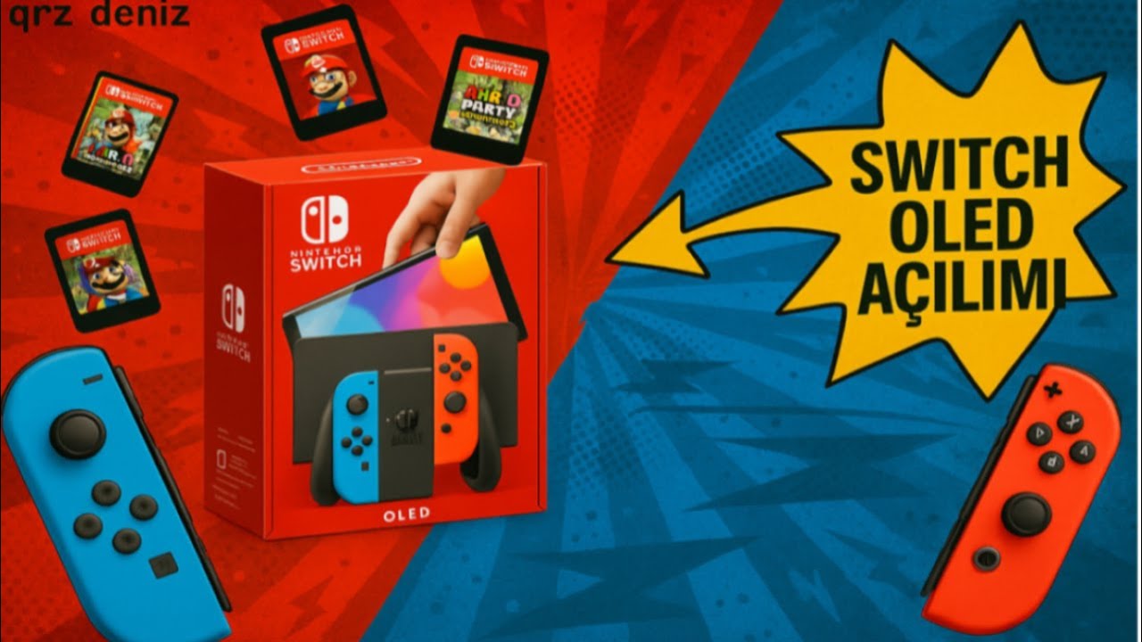 nintendo switch oled kutu açılışı+inceleme+oyun denemesi. nintendo süper 14/1