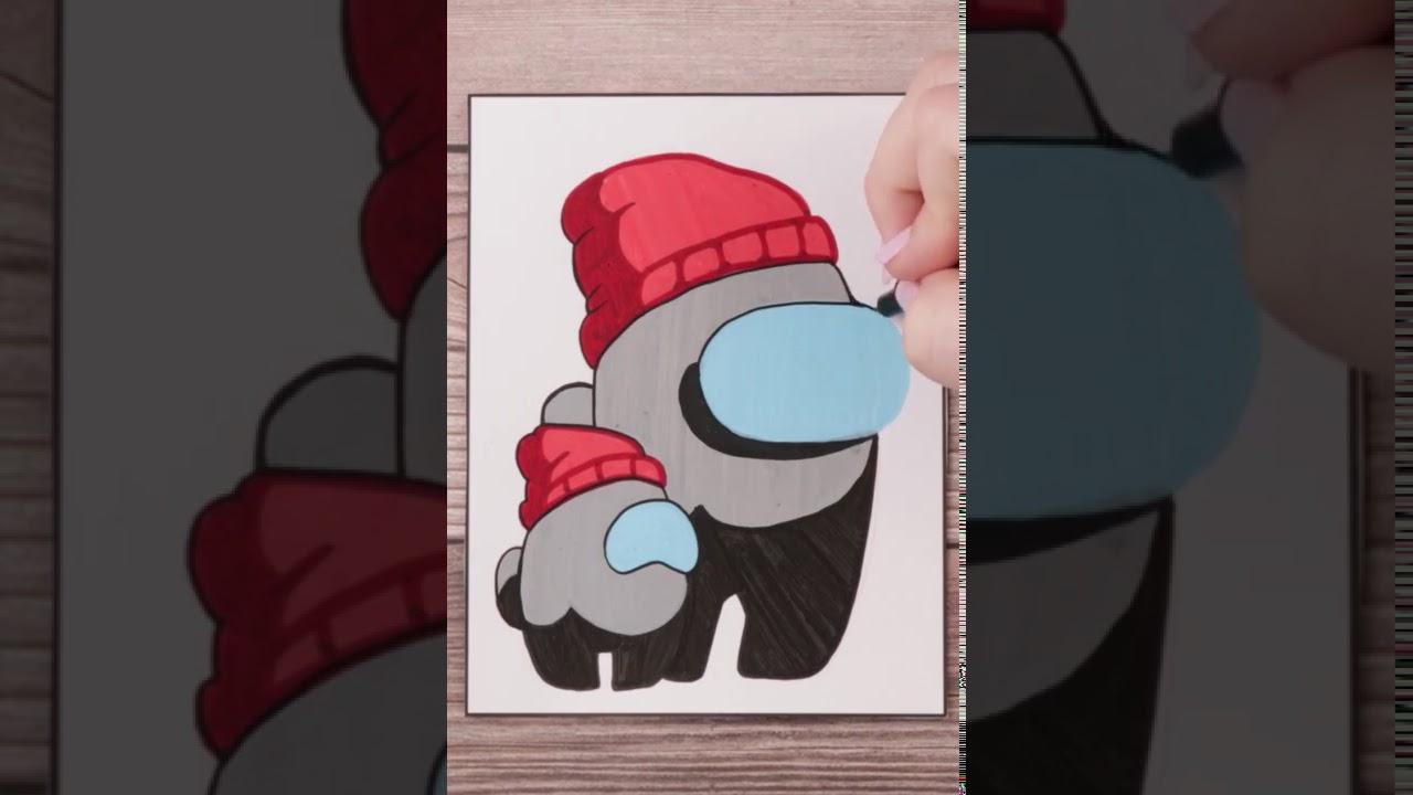 Drawing Black with Beanie from Among Us With Posca Pens