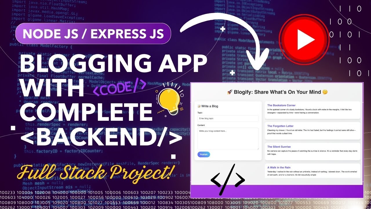 🚨 Blogging App with Complete Backend | Node JS & Express JS Project Tutorial | Full Stack Project! 🚀