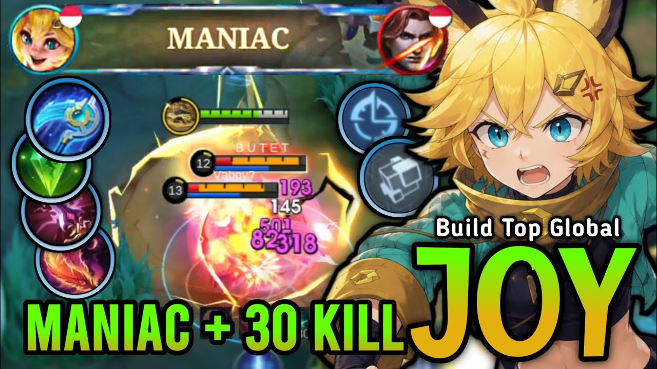 MANIAC + 30 Kills!! Joy Best Build 2026! - Build Top Global Joy Gameplay ~ Mobile Legends