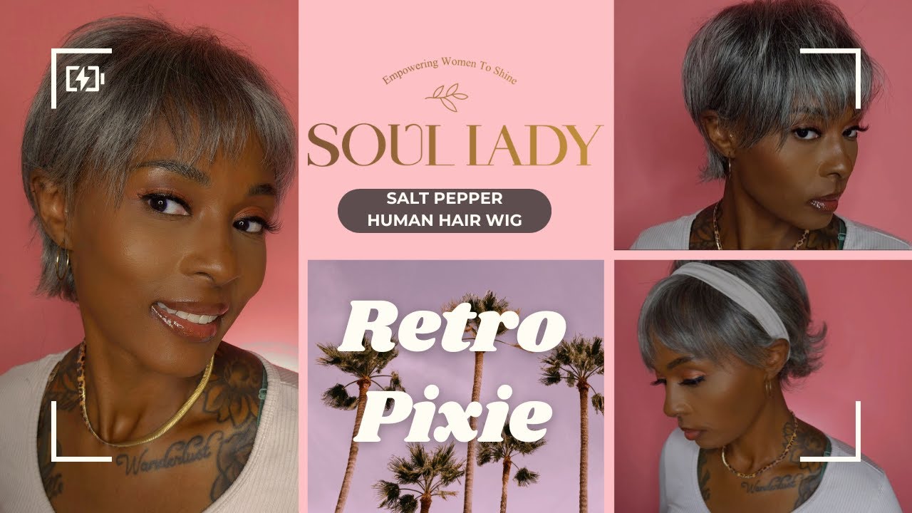 Retro Pixie Vibes! Salt & Pepper Wig Install & Honest Review#soulladywigs #humanhairwig #grayhair