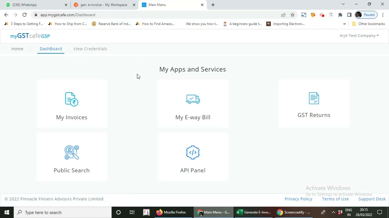 How to use API credentials in the Headers of  MyGSTcafe APIs