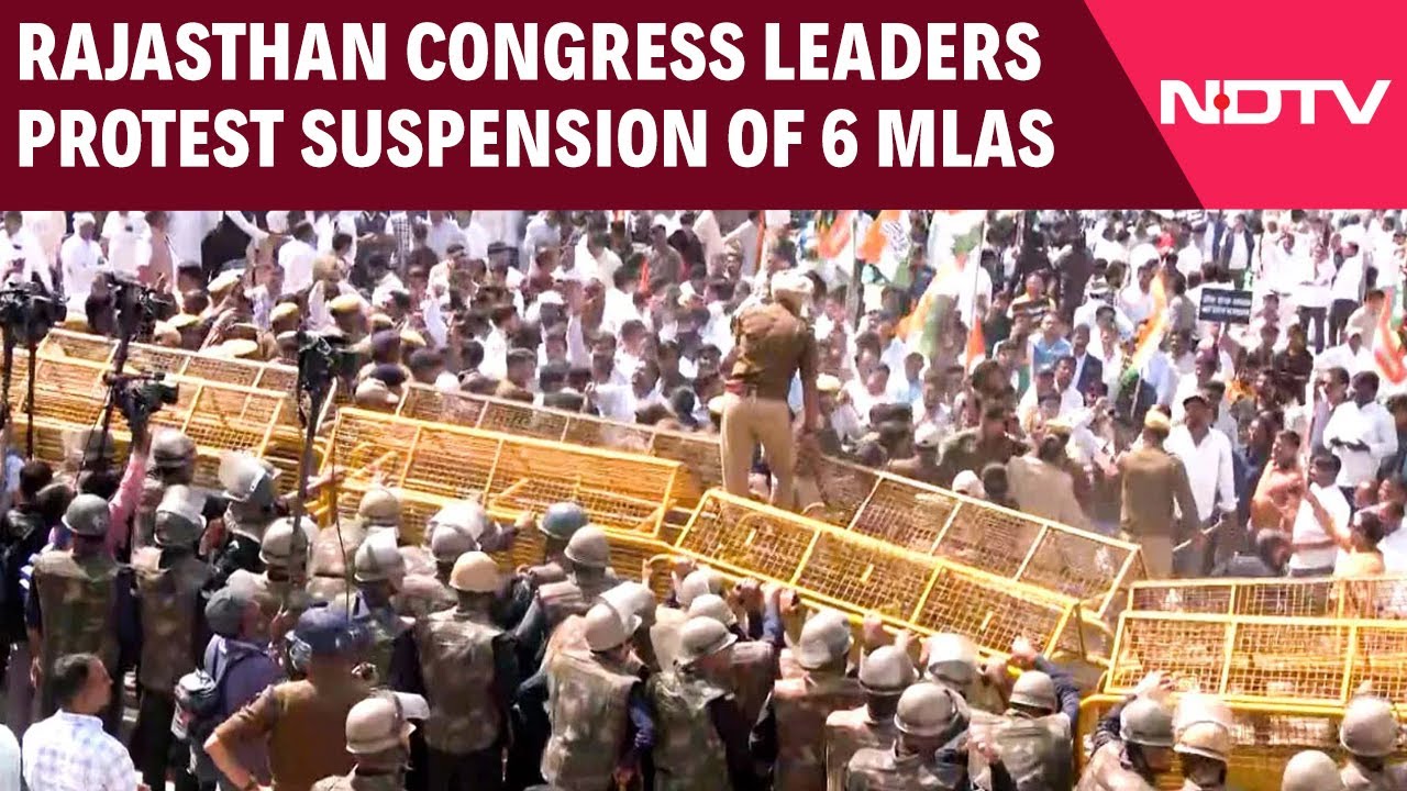 Rajasthan Assembly | Rajasthan Congress Leaders Protest Suspension Of 6 MLAs From Assembly