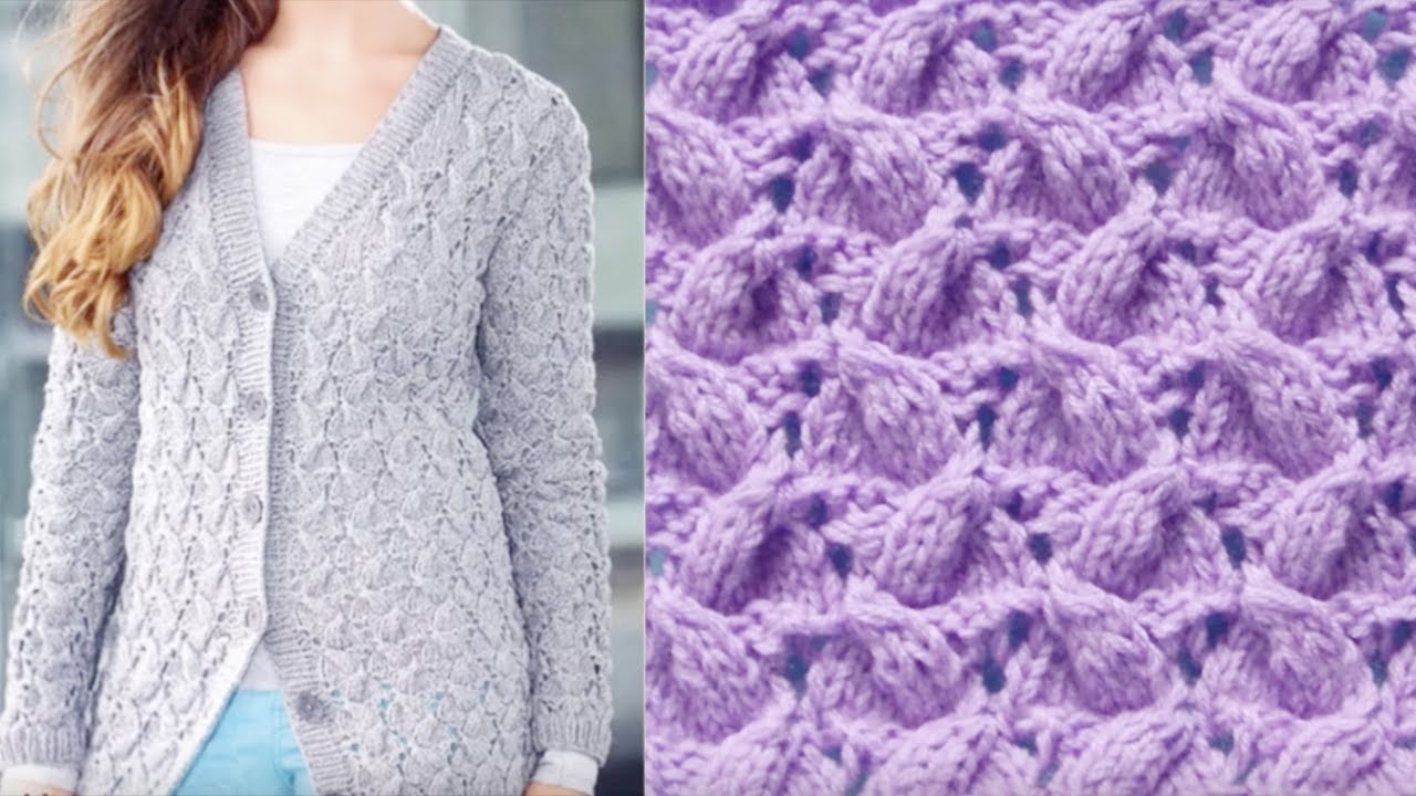 这款花样织毛衣外套很好看，镂空浮雕反向条棒针教程，花样日日新 Knitting Sweater Patterns For Ladies