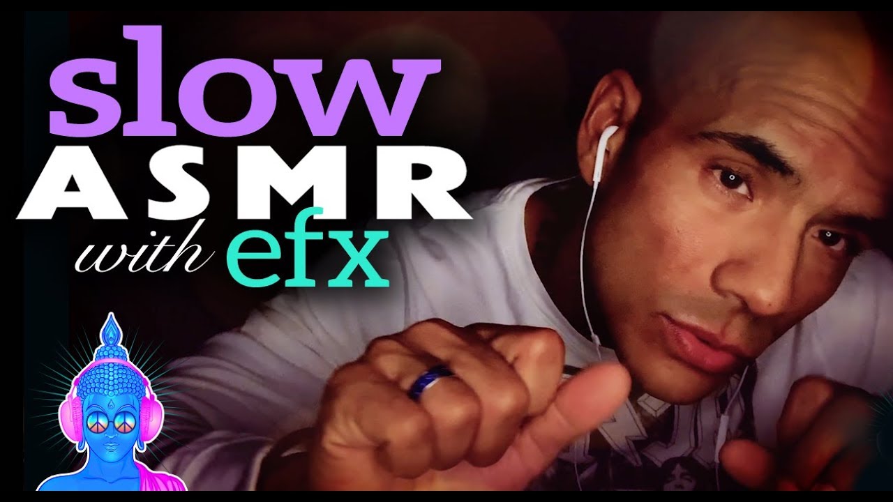 SLOW 🐌 ASMR HAND & MOUTH SOUNDS / Gentle Inaudible Whispers & Hand Movements [WITH EFX]