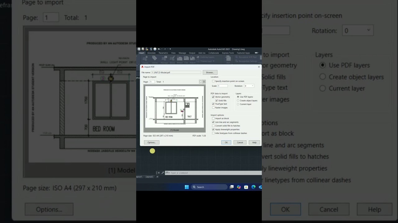 how to convert pdf into autocad drawing #autocad  #tutorial