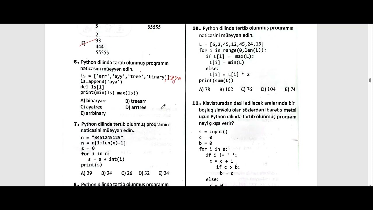 İnformatika 20 sınaq (sınaq 8 tam fərqli izah)