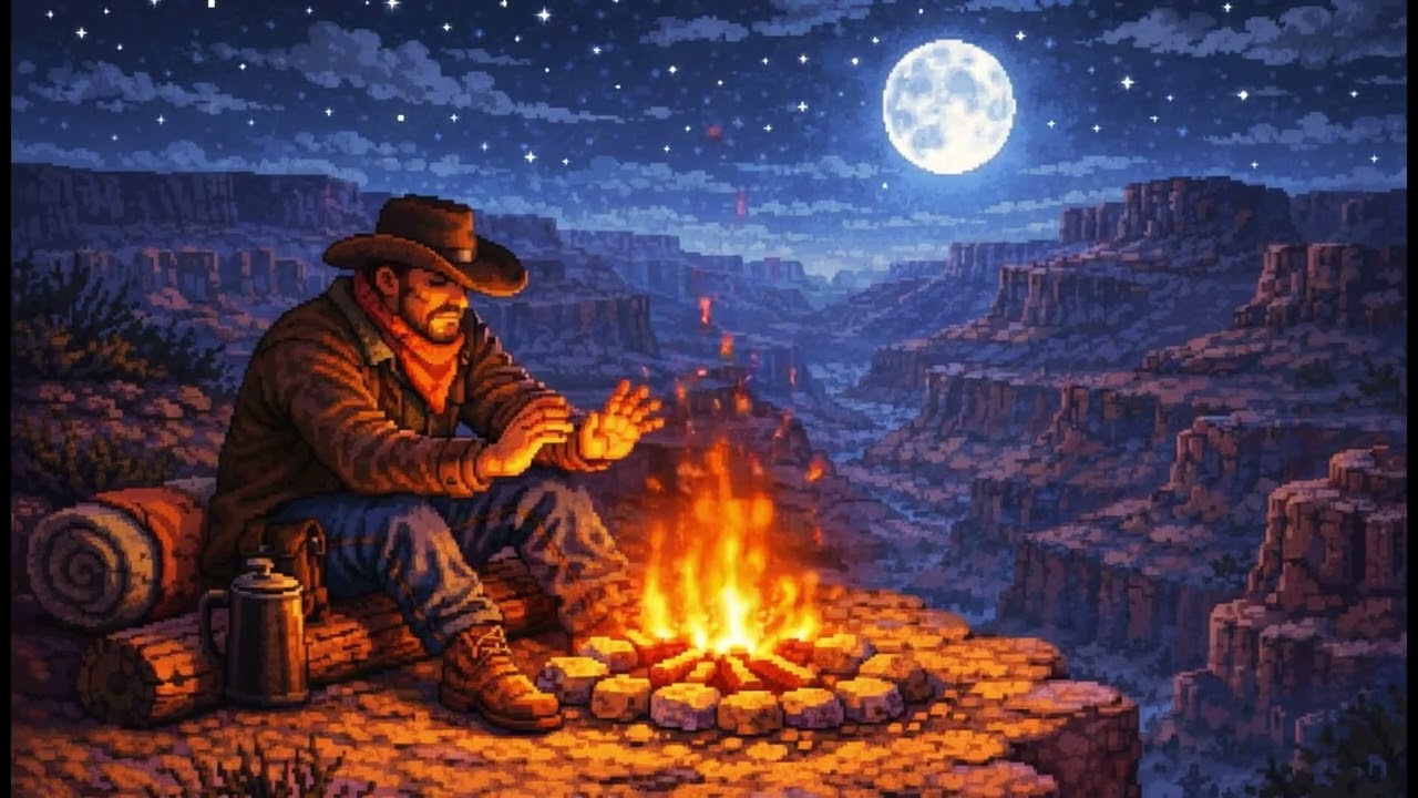 Cowboy warming up for the night 🌙 Western Night Ambience