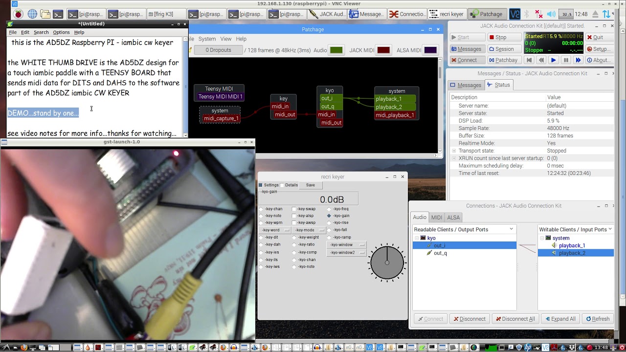 The ULTIMATE iambic CW KEYER setup for the Raspberry PI - The AD5DZ software CW Keyer + USB PADDLES