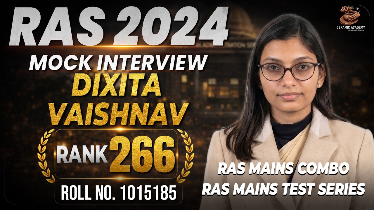 Rank- 266 | Dixita Vaishnav | RAS 2024 Interview | Roll No.- 1015185