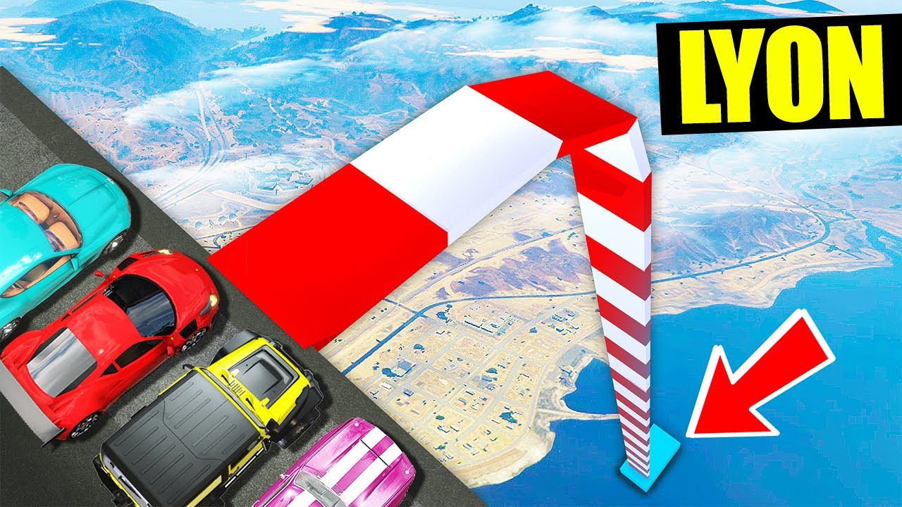 SCENDO LA MEGARAMPA GIGANTE CON TUTTI I VEICOLI DI GTA5!!