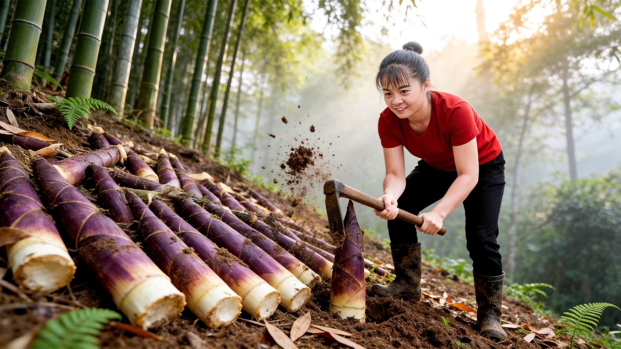 TIMELAPSE -- Process 3 Months of Gardening, Harvesting Red Bamboo Shoot Go To Market Sell