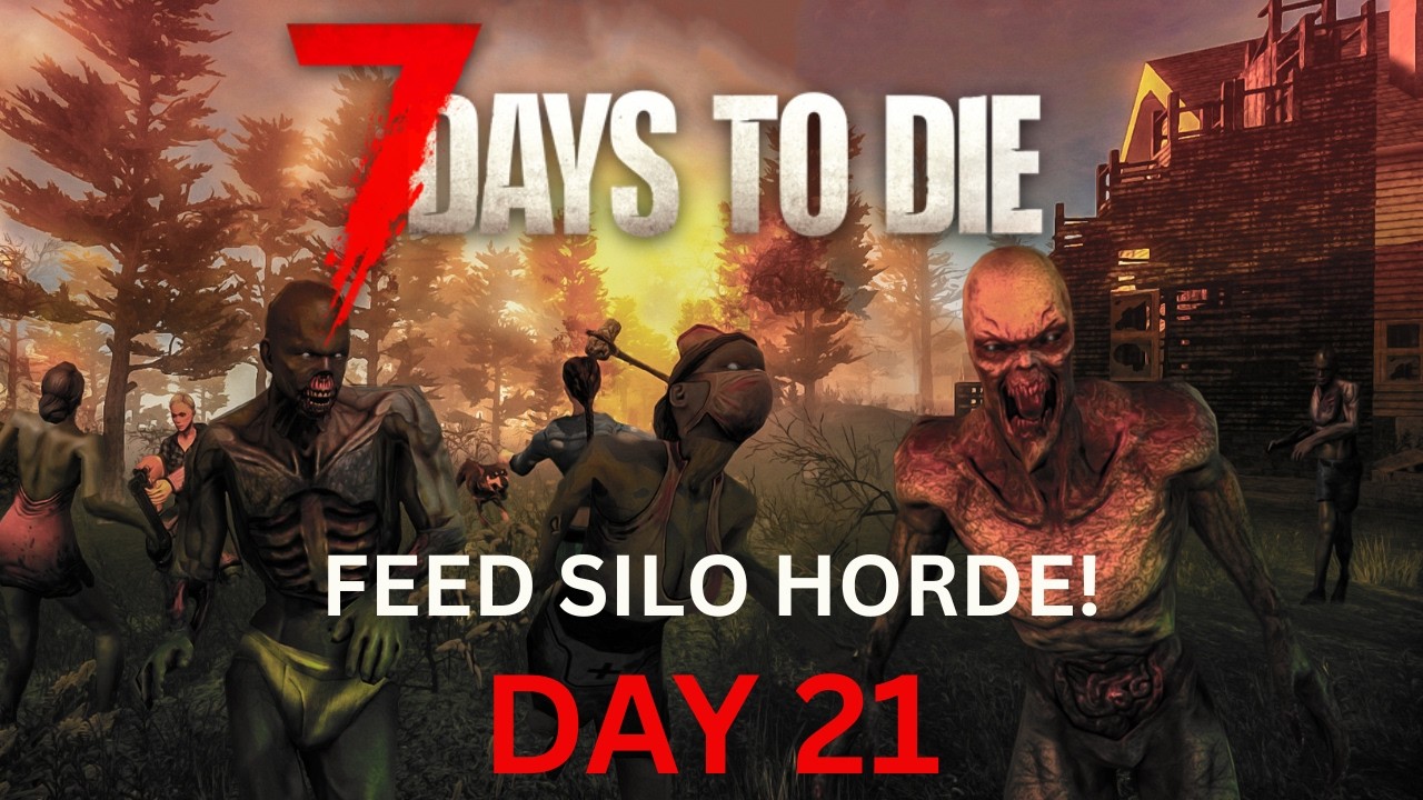 Day 21 Horde Night on a Feed Silo! | Level 6 Bow Crafted | Snow Biome Prep | 7 Days to Die